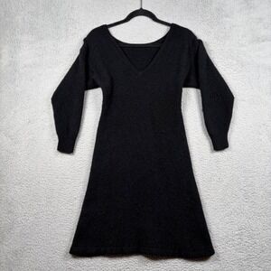 Vintage D.D. Sloane Lambswool Angora Knit V-Neck Mini Dress Black Women's M Soft